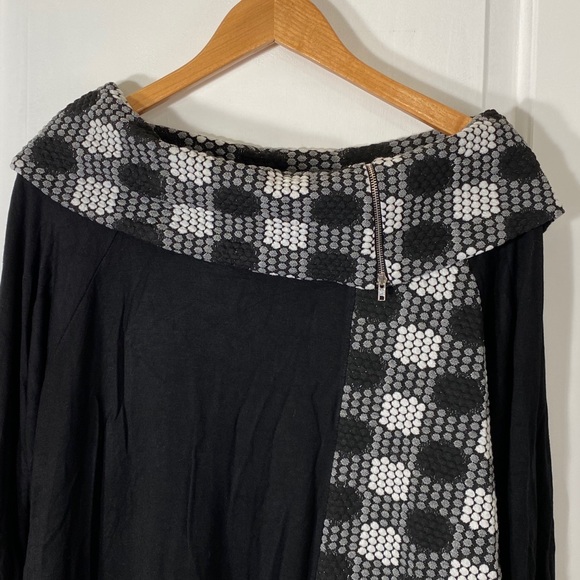 Black Cowl Neck Sweater with Circle Patterns - Picture 3 of 5